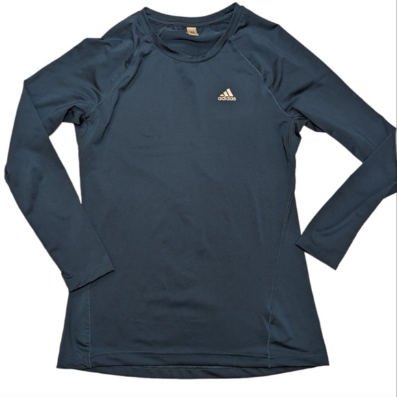 adidas Tops - Adidas Dark Teal Techfit Climalite Workout Running Long Sleeve Top Medium